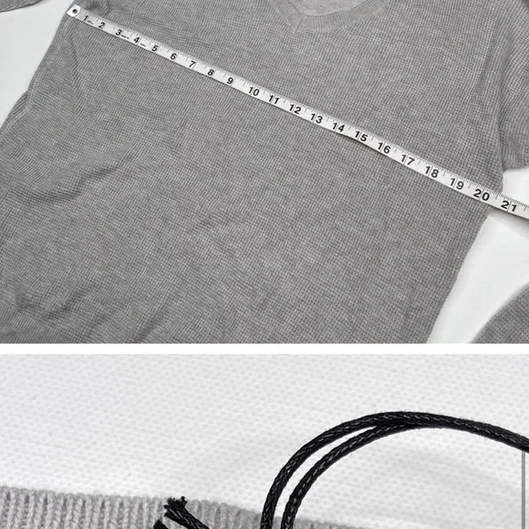 Prana Sweater Milani V Neck Waffle Grey Comfy Lounge Outdoor Hiking Gorp XL New - Picture 12 of 12